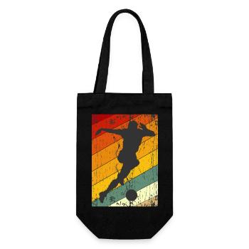 Vintage Sonnenuntergang Fußball Geschenk - Geschenkbeutel für Flaschen - Schwarz - Vorne