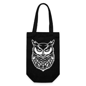 Eule Eulen Vogel Vögel - Geschenkbeutel für Flaschen - Schwarz - Vorne