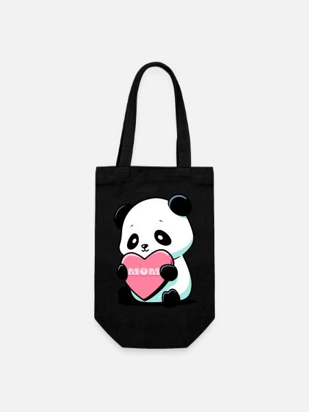 Panda aimant sa mère - Sac à bouteille - noir