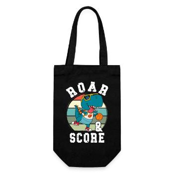 Basketball Dino T-Rex Player Sports Comic Cartoon - Gift Bag for Bottles - black - Front