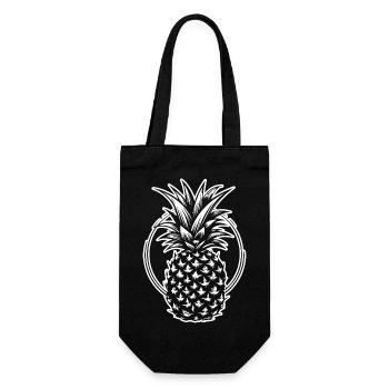 Ananas - Geschenkbeutel für Flaschen - Schwarz - Vorne
