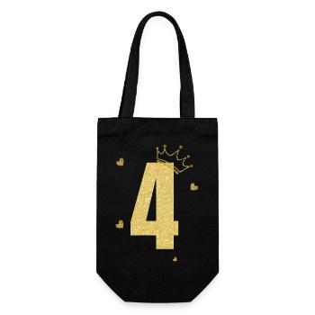 Goldene Krone zum 4-jährigen Jubiläum - Geschenkbeutel für Flaschen - Schwarz - Vorne