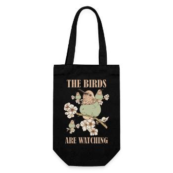 Les oiseaux regardent le graphisme vintage - Sac à bouteille - noir - Devant