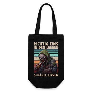Zombie Halloween Monster Horror Bier Saufen JGA - Geschenkbeutel für Flaschen - Schwarz - Vorne
