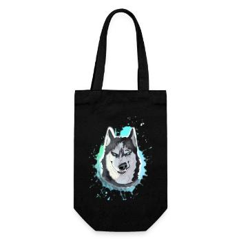 Alaskan Malamute mit witzigem Gesicht - Geschenkbeutel für Flaschen - Schwarz - Vorne
