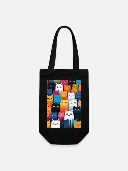 cat pattern - Sac à bouteille - noir
