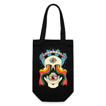 Psychedelischer Schädel Psychedelische Grafik - Geschenkbeutel für Flaschen - Schwarz - Vorne
