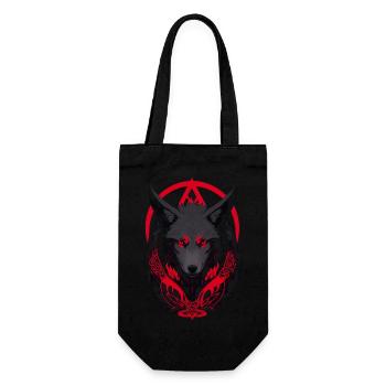 Red and Black Wolf Head with Fiery Eyes - Gift Bag for Bottles - black - Front
