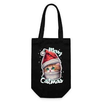 Fröhliche Katzen - Geschenkbeutel für Flaschen - Schwarz - Vorne