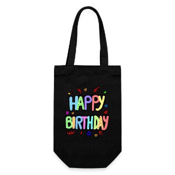 HAPPY BIRTHDAY - Gift Bag for Bottles - black - Front