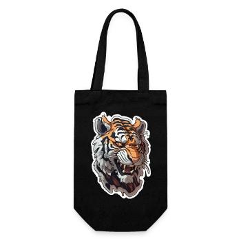 Tiger Manga im japanischen Stil - Geschenkbeutel für Flaschen - Schwarz - Vorne