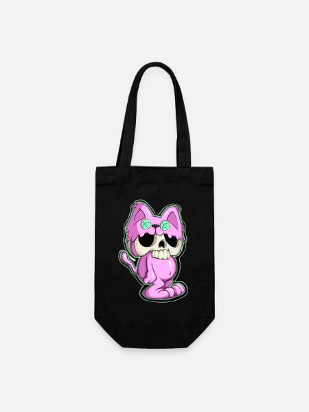 Katzenskull - Geschenkbeutel für Flaschen - Schwarz