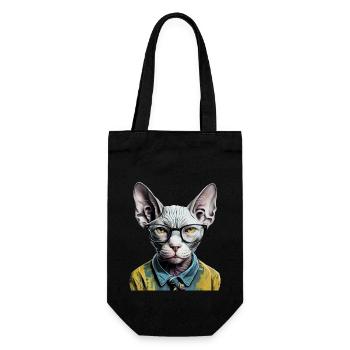 Hipster cat Ziggy - Gift Bag for Bottles - black - Front