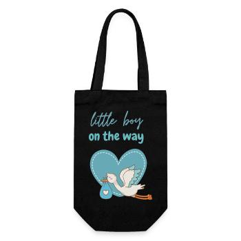 Little boy on the way with Stork 2 - Gift Bag for Bottles - black - Front