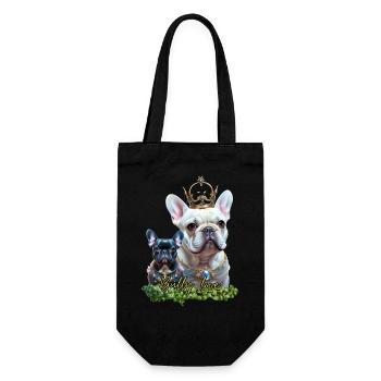 Französische Bulldogge Shirt und Accessoires - Geschenkbeutel für Flaschen - Schwarz - Vorne