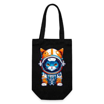 Space Cat 01 - Geschenkbeutel für Flaschen - Schwarz - Vorne
