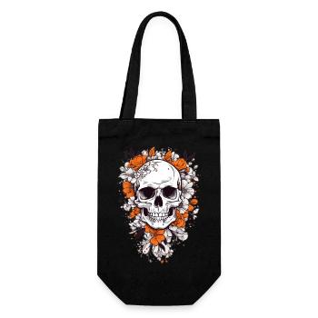 Crâne avec des fleurs - Sac à bouteille - noir - Devant
