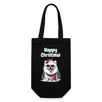 Motif de Noël de Poméranie blanche - Sac à bouteille - noir - Devant