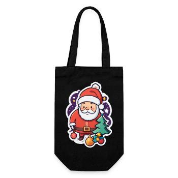 Weihnachtsmann - Geschenkbeutel für Flaschen - Schwarz - Vorne