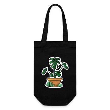 Monstera! - Geschenkbeutel für Flaschen - Schwarz - Vorne