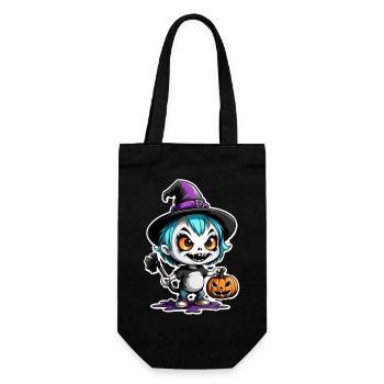 Halloween - Monster with Witch Hat - Gift Bag for Bottles - black - Front