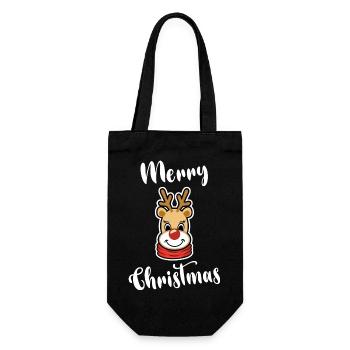 Frohe Weihnachten - Geschenkbeutel für Flaschen - Schwarz - Vorne