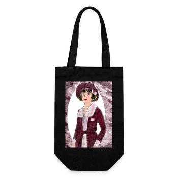 Lady Noir Portrait 2 (Rot) - Geschenkbeutel für Flaschen - Schwarz - Vorne
