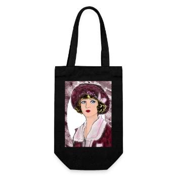 Lady Noir Portrait (Rot) - Geschenkbeutel für Flaschen - Schwarz - Vorne
