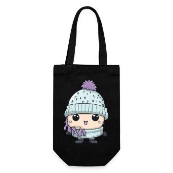 Winter Eskimo Comic Niedlich - Geschenkbeutel für Flaschen - Schwarz - Vorne