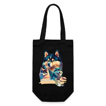 Pomsky Motivauf Bekleidung und Accessoires - Geschenkbeutel für Flaschen - Schwarz - Vorne