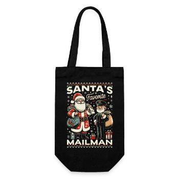 Postbote Weihnachten - Geschenkbeutel für Flaschen - Schwarz - Vorne