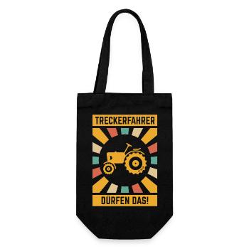 Treckerfahrer Dürfen Das! (Trecker Traktor V6 4C) - Geschenkbeutel für Flaschen - Schwarz - Vorne