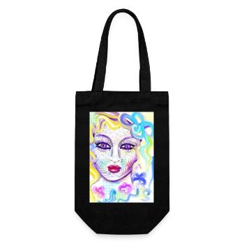 Farbenfrohe Fantasieporträtdesign - Geschenkbeutel für Flaschen - Schwarz - Vorne