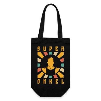 Super Onkel (Superonkel / Strahlen / 4C) - Geschenkbeutel für Flaschen - Schwarz - Vorne