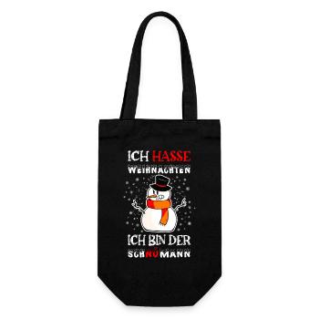 Ich hasse Weihnachten, Schnömann - Geschenkbeutel für Flaschen - Schwarz - Vorne