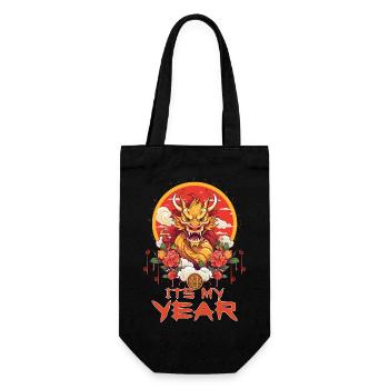 Year Of The Dragon Happy Chinese New Year 2024 - Geschenkbeutel für Flaschen - Schwarz - Vorne