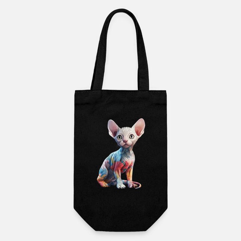 Sphynx Cat Blumen - Geschenkbeutel für Flaschen - Schwarz