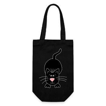 schwarze Katze - Geschenkbeutel für Flaschen - Schwarz - Vorne