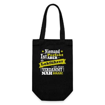 Niemand ist Perfekt, aber als Lokführer... - Geschenkbeutel für Flaschen - Schwarz - Vorne