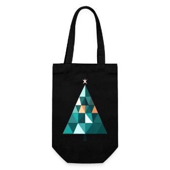 Polygon Weihnachtsbaum Tannenbaum an Weihnachten - Geschenkbeutel für Flaschen - Schwarz - Vorne