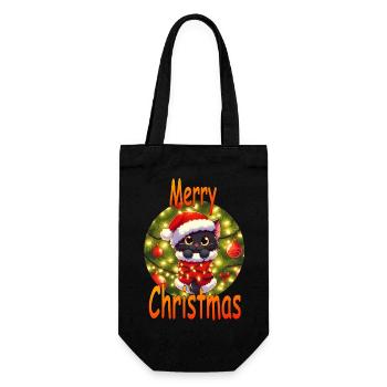 Christmas Cat Fairy Lights 02 - Gift Bag for Bottles - black - Front