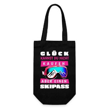 Ski Snowboard Glück Skipass Liftkarte Wintersport - Geschenkbeutel für Flaschen - Schwarz - Vorne
