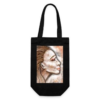 Abstrakte Porträtkunst mit Punktmuster - Geschenkbeutel für Flaschen - Schwarz - Vorne