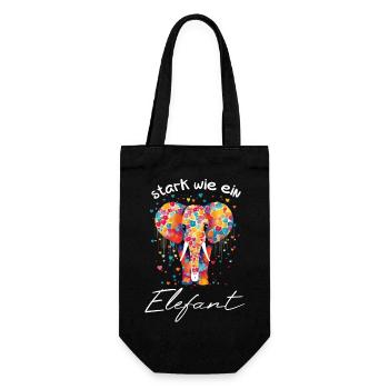 stark wie ein Elefant -Motivation Mut Kraft helfen - Geschenkbeutel für Flaschen - Schwarz - Vorne