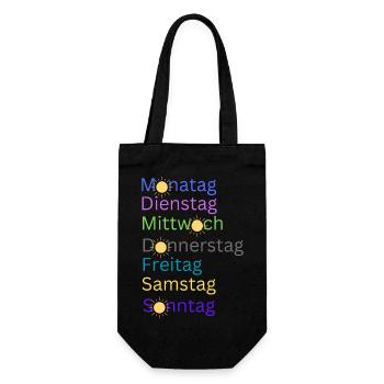 Wochentage - Geschenkbeutel für Flaschen - Schwarz - Vorne