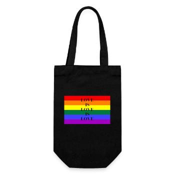 Love is Love is Love: T-Shirt für LGBTQ+-Pride - Geschenkbeutel für Flaschen - Schwarz - Vorne