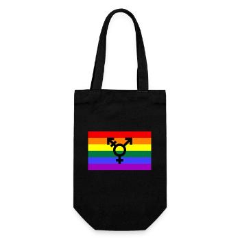 Pride Flagge mit Geschlechterzeichen - Geschenkbeutel für Flaschen - Schwarz - Vorne