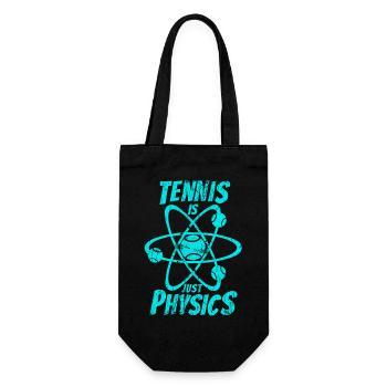 Tennis ist nur Physik in cyan - Geschenkbeutel für Flaschen - Schwarz - Vorne