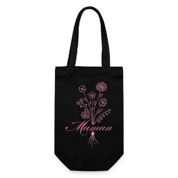 Maman avec fleurs - Sac à bouteille - noir - Devant