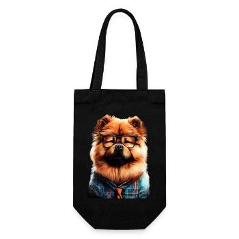 Chow Chow Hund Moch - Geschenkbeutel für Flaschen - Schwarz - Vorne